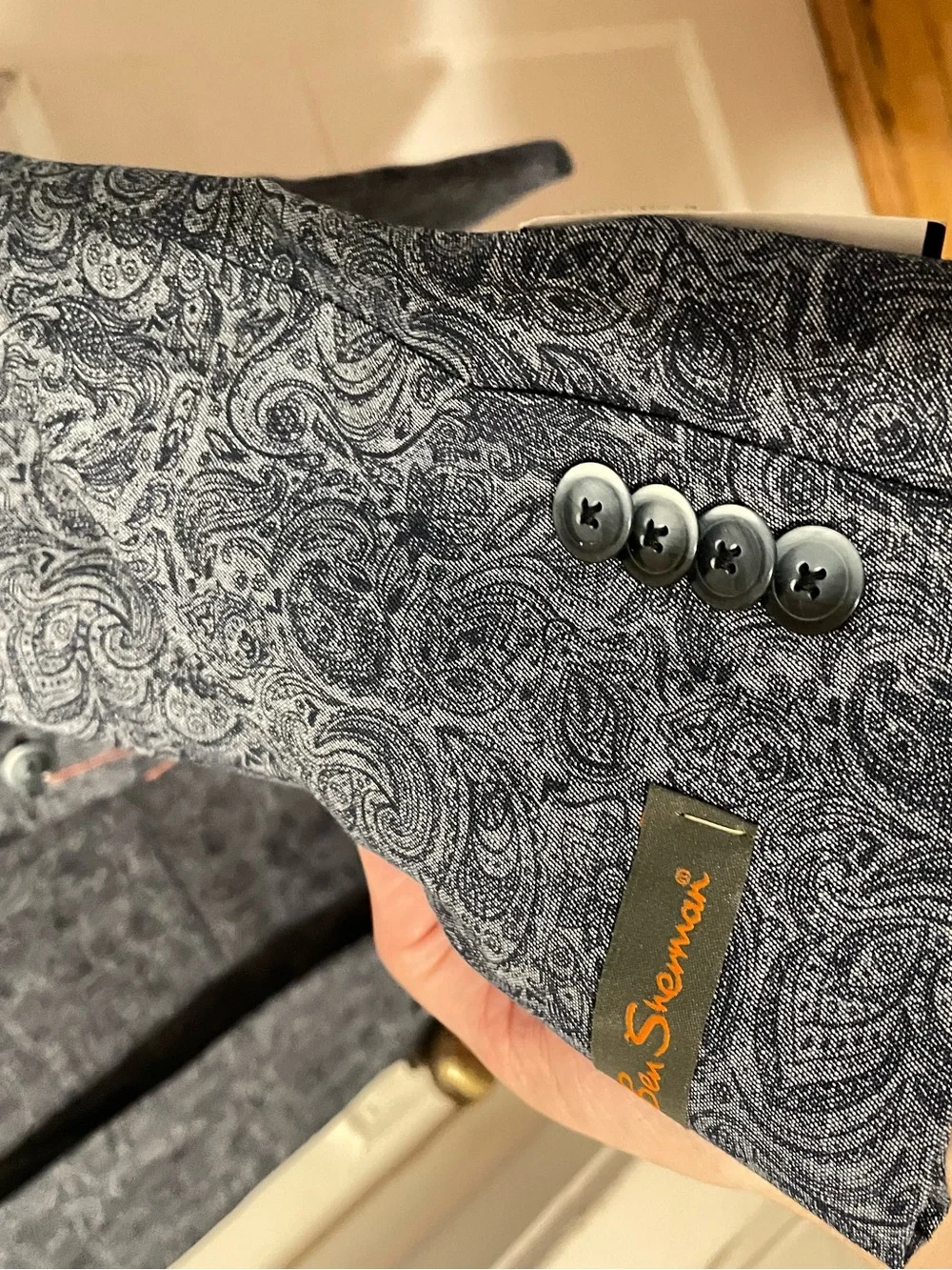 Ben Sherman Light Blue Paisley Blazer with Pocket Square